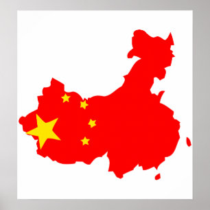 China Flag Karte Vollgröße Poster