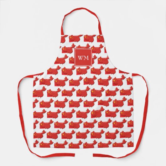 CHINA FLAG MAP | Monogramm | Chinesisch Schürze (Vorderseite)