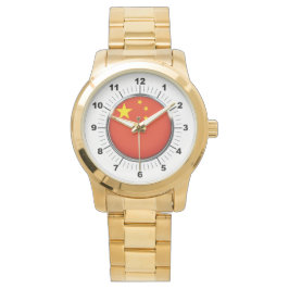 China-Flag Oversized Gold Bracelet Watch Armbanduhr