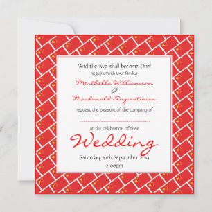 CHINA FLAG Personalisierte Hochzeit 婚 礼 Feier Einladung