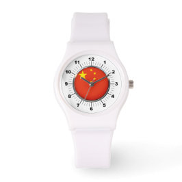 China-Flag Sporty White Silicon Watch Armbanduhr