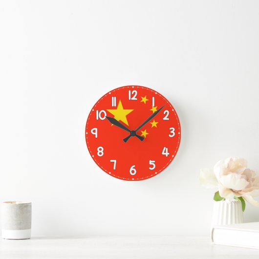 China Flag Wall Clock - Flag of China Runde Wanduhr (Zuhause)