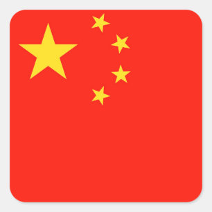 China-Flagge - hohe Qualität Quadratischer Aufkleber