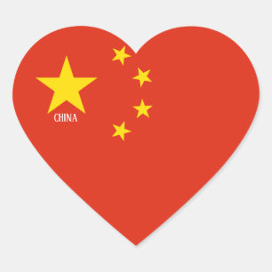 China-Flagge Prächtig Patriotisch Herz-Aufkleber