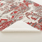 China Garden Tee House Chinoiserie - Red and White Sherpadecke (3/4)