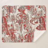 China Garden Tee House Chinoiserie - Red and White Sherpadecke (Vorderseite (Horizontal))