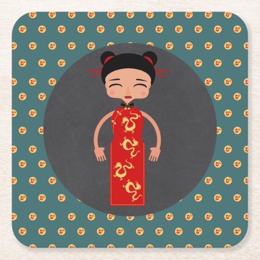 China Geburtstagsfeier Rechteckiger Pappuntersetzer (Vorderseite)
