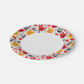 China Glückskatze, Drache und Panda Pappteller (Schrägansicht)