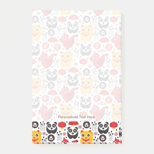 China Glückskatze, Drache und Panda Post-it Klebezettel (Vorderseite)
