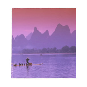 China, Guanxi. Li Fluss einzelner Kormoran Notizblock