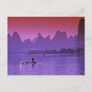 China, Guanxi. Li River Single Cormorant Postkarte