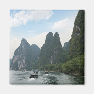 China, Guilin, Li-Fluss, Flussboote säumen den Magnet