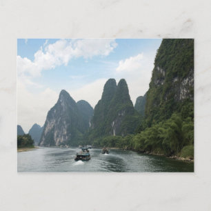 China, Guilin, Li Fluss, Flussboote säumen den Postkarte