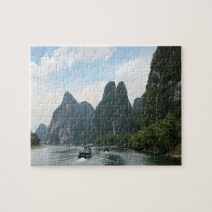 China, Guilin, Li-Fluss, Flussboote säumen den Puzzle