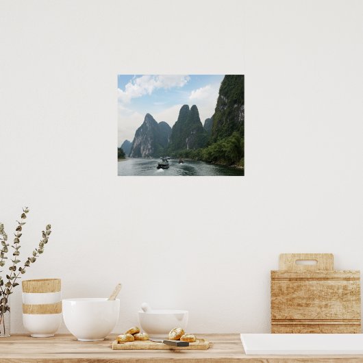 China, Guilin, Li River, Flussboote entlang der Kü Poster (Küche)