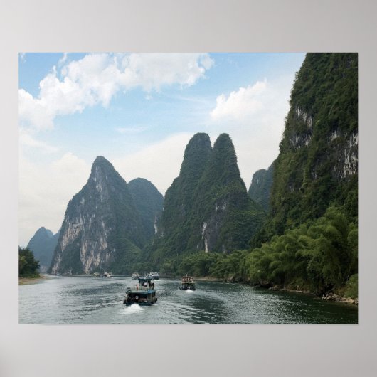 China, Guilin, Li River, Flussboote entlang der Kü Poster (Vorne)