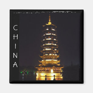 China, Guilin Pagoda abends (Magnet) Magnet