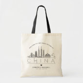 China Hochzeit | Stilisierte Skyline Tote Bag Tragetasche (Vorne)