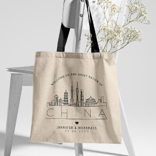 China Hochzeit Stilisierte Skyline Tote Bag Tragetasche
