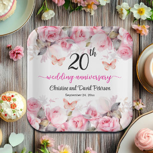 China Hochzeitstag Jubiläumsblush-Rose Pappteller