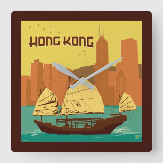 China | Hongkong Quadratische Wanduhr (Vorderseite)