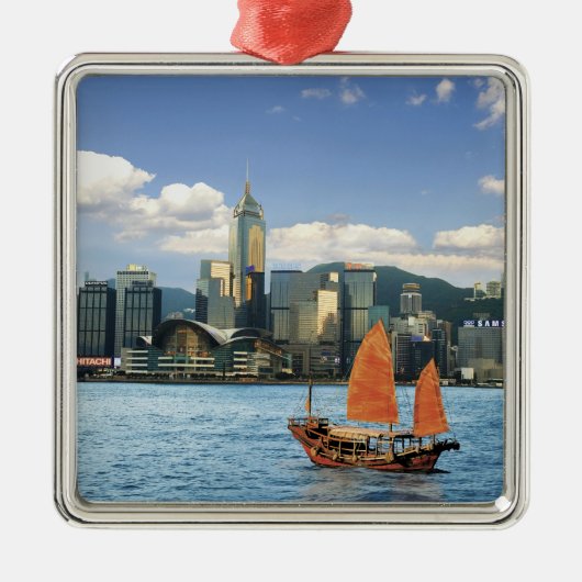 China; Hongkong; Victoria Harbour HafenA Silbernes Ornament (Vorne)