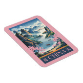 China Illustration Pink Travel Art Vintage Magnet (Rechte Seite)
