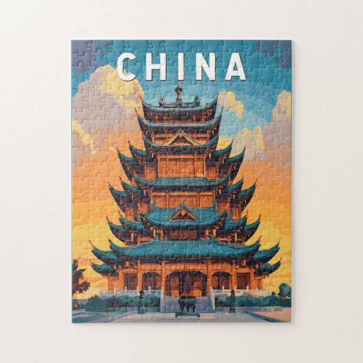 China-Illustration Reise Kunst Vintage Puzzle (Vertikal)