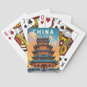 China-Illustration Reise Kunst Vintage Spielkarten