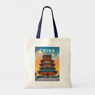 China-Illustration Reise Kunst Vintage Tragetasche