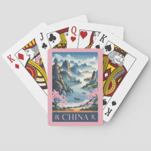 China-Illustration Rosa Reise Kunst Vintage Spielkarten
