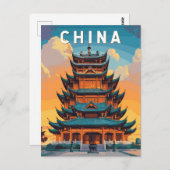 China Illustration Travel Art Vintag Postkarte (Vorne/Hinten)