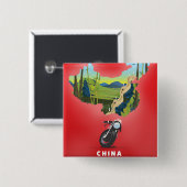 China Illustrierte Karte Reiseplakat Button (Vorne & Hinten)