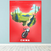 China Illustrierte Karte Reiseplakat Leinwanddruck (Insitu (Holzboden))