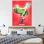 China Illustrierte Karte Reiseplakat Leinwanddruck (Insitu (Schlafzimmer))
