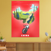China Illustrierte Karte Reiseplakat Leinwanddruck (Insitu (Wohnzimmer))