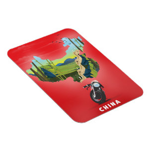 China illustrierte Reisekarte Poster Magnet