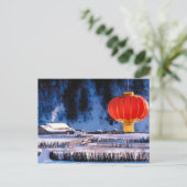 China im Winter, riesige chinesische Laterne Postkarte (Stehend Vorderseite)