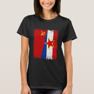 China Jugoslawien Halbe Flagge Chinesisch Jugoslaw T-Shirt