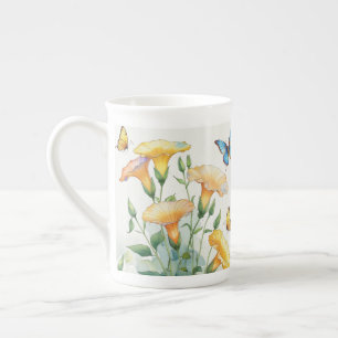 China-Kaffee-Tasse - Gelbe Morgenruhm Porzellantasse