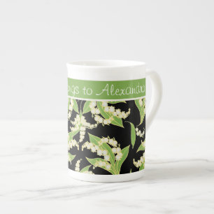 China Kaffee Tasse: Lilies of the Valley, Black Porzellantasse