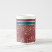 China Kaffee Tasse, Maroon Blume Porzellantasse (Vorderseite)