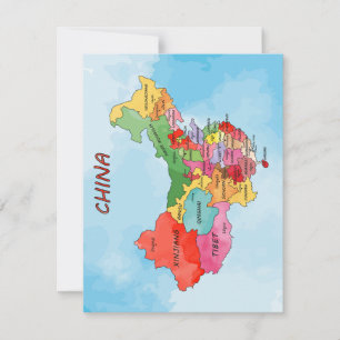 China Karte Aquarellbilder Flat Card