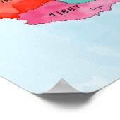 China Karte Aquarellbilder Poster (Ecke)