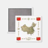 China Karte + Flags Magnet (Vorderseite/Rückseite)