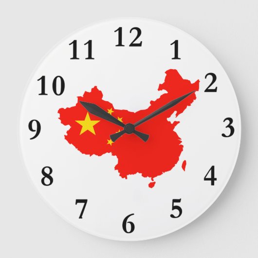 China-Karte und Flag-Uhr Große Wanduhr (Vorderseite)