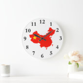 China-Karte und Flag-Uhr Große Wanduhr (Zuhause)