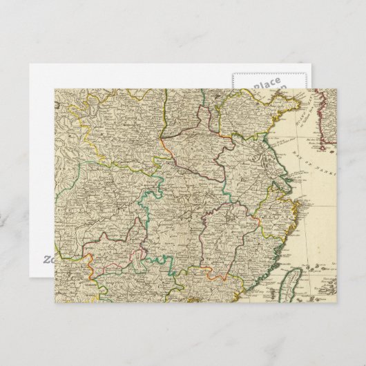 China, Korea Atlas-Karte Postkarte (Vorne/Hinten)