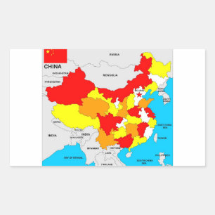 China - Länderpolitische Landkarte Rechteckiger Aufkleber