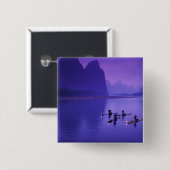 China, Li-Fluss. Kormoranfischer. Button (Vorne & Hinten)
